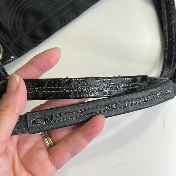 COACH LEATHERWEAR BLACK NYLON WITH SILVER ACCENTS TOTE HANDBAG - Picture 13 of 16